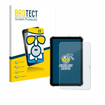 Front side of a product packaging with the brand logo BROTECT. Next to it is the device Blackview Active 7 shown with the corr