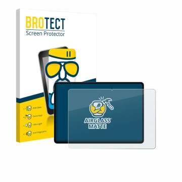 Front side of a product packaging with the brand logo BROTECT. Next to it is the device Honor Magicpad 3 Pro shown with the co