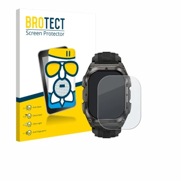 Front side of a product packaging with the brand logo BROTECT. Next to it is the device Kospet Tank M4 shown with the correspo