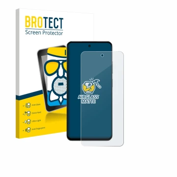 Front side of a product packaging with the brand logo BROTECT. Next to it is the device realme P3 Lite shown with the correspo
