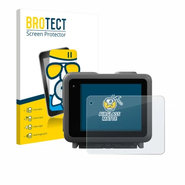 Front side of a product packaging with the brand logo BROTECT. Next to it is the device GoPro Lit Hero shown with the correspo