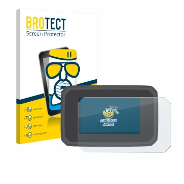 Front side of a product packaging with the brand logo BROTECT. Next to it is the device Honda CB125R 2024 shown with the corre