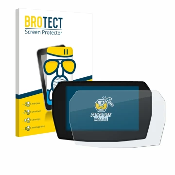 Front side of a product packaging with the brand logo BROTECT. Next to it is the device Ducati Panigale V2 2025 shown with the