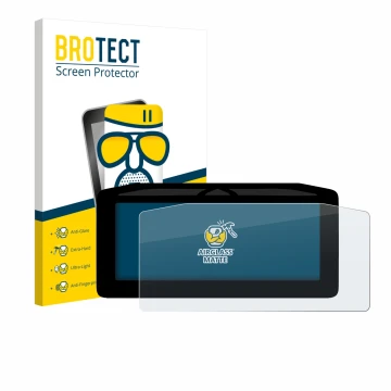 Front side of a product packaging with the brand logo BROTECT. Next to it is the device Ducati Panigale V4 2025 shown with the