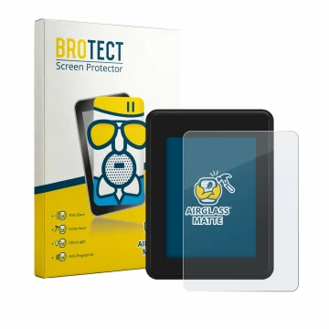 Front side of a product packaging with the brand logo BROTECT. Next to it is the device Neodrives simplyDisplay shown with the