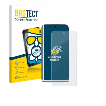 Front side of a product packaging with the brand logo BROTECT. Next to it is the device realme GT 8 Pro shown with the corresp