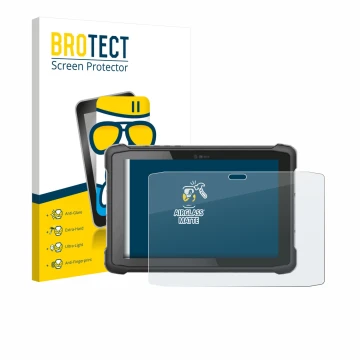 Front side of a product packaging with the brand logo BROTECT. Next to it is the device Hematec SolidTab G99 10