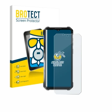 Front side of a product packaging with the brand logo BROTECT. Next to it is the device Oukitel WP53 Pro shown with the corres