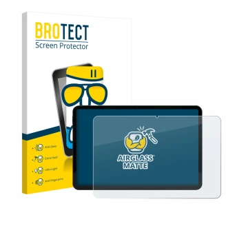 Front side of a product packaging with the brand logo BROTECT. Next to it is the device Volla Tablet 12.3