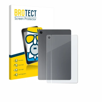Front side of a product packaging with the brand logo BROTECT. Next to it is the device Samsung Galaxy Tab A11 Plus 5G 11