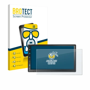 Front side of a product packaging with the brand logo BROTECT. Next to it is the device Atoto F7 WE F7G2B7WE 7