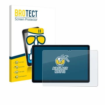 Front side of a product packaging with the brand logo BROTECT. Next to it is the device Itel VistaTab 30 shown with the corres