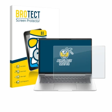 Front side of a product packaging with the brand logo BROTECT. Next to it is the device HP ProBook 4 G1a 14