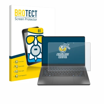 Front side of a product packaging with the brand logo BROTECT. Next to it is the device ASUS ROG Zephyrus G14 2025 GA403 shown