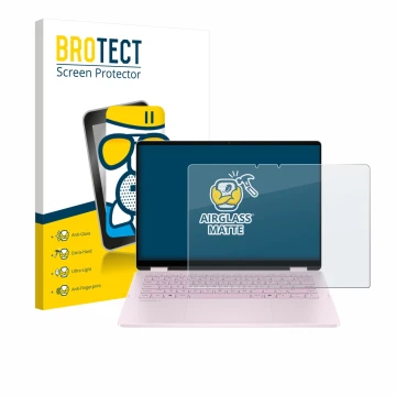 Front side of a product packaging with the brand logo BROTECT. Next to it is the device HP OmniBook 5 Flip 14 14-fp0153ng show