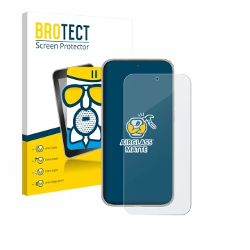 Front side of a product packaging with the brand logo BROTECT. Next to it is the device Huawei Mate 70 Air shown with the corr