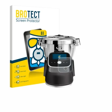 Front side of a product packaging with the brand logo BROTECT. Next to it is the device Moulinex i-Companion Touch Pro shown w