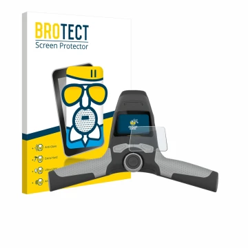 Front side of a product packaging with the brand logo BROTECT. Next to it is the device PowaKaddy FW5s shown with the correspo