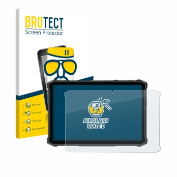 Front side of a product packaging with the brand logo BROTECT. Next to it is the device Ulefone Armor Pad 5 Pro shown with the