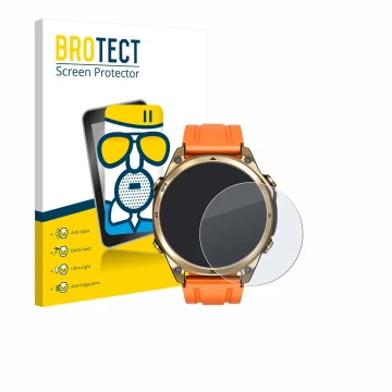 Front side of a product packaging with the brand logo BROTECT. Next to it is the device Doogee Anywise W1 shown with the corre
