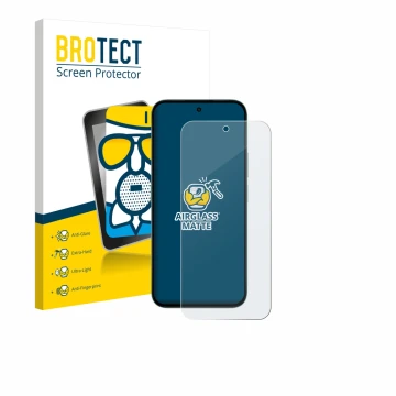 Front side of a product packaging with the brand logo BROTECT. Next to it is the device Honor X6c shown with the corresponding