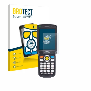 Front side of a product packaging with the brand logo BROTECT. Next to it is the device Unitech HT510 shown with the correspon