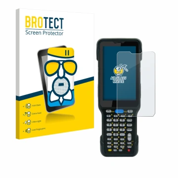 Front side of a product packaging with the brand logo BROTECT. Next to it is the device Unitech HT730 shown with the correspon