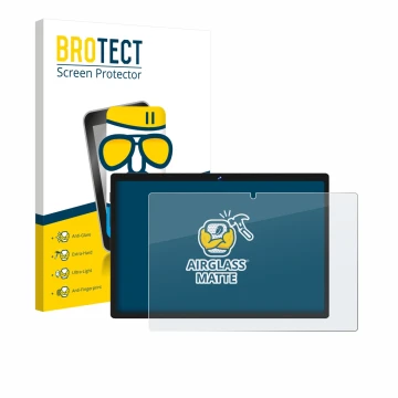 Front side of a product packaging with the brand logo BROTECT. Next to it is the device Biegedy B29 10.1