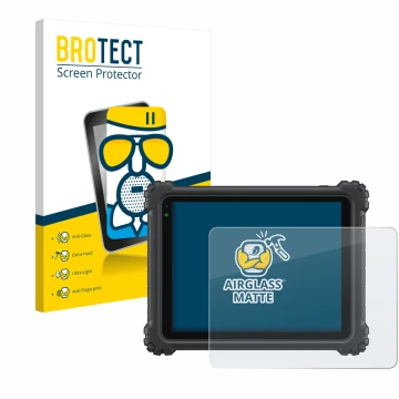 Front side of a product packaging with the brand logo BROTECT. Next to it is the device Autel MaxiCOM Ultra Lite shown with th
