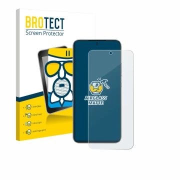 Front side of a product packaging with the brand logo BROTECT. Next to it is the device Honor X70 shown with the corresponding