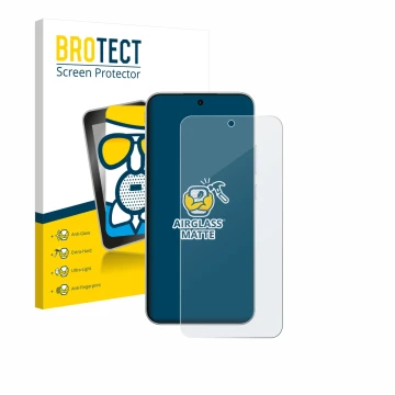 Front side of a product packaging with the brand logo BROTECT. Next to it is the device Oppo F31 Pro shown with the correspond