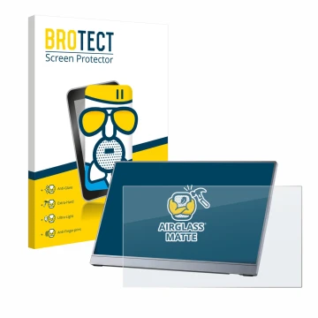 Front side of a product packaging with the brand logo BROTECT. Next to it is the device Arzopa Z3FC 16.1