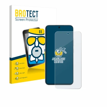 Front side of a product packaging with the brand logo BROTECT. Next to it is the device Oppo A6 Pro 4G shown with the correspo