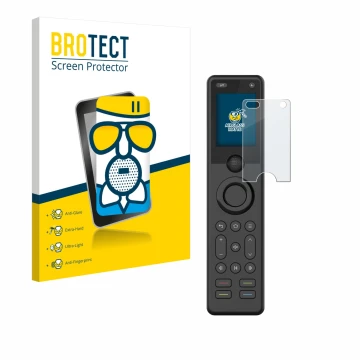 Front side of a product packaging with the brand logo BROTECT. Next to it is the device Sofabaton X1S shown with the correspon