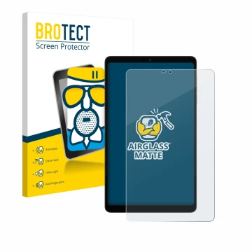 Front side of a product packaging with the brand logo BROTECT. Next to it is the device Alldocube iPlay 60 mini shown with the