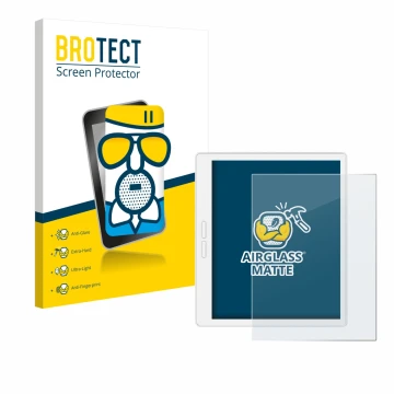 Front side of a product packaging with the brand logo BROTECT. Next to it is the device Bigme B751C-S shown with the correspon