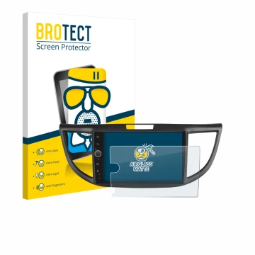 Front side of a product packaging with the brand logo BROTECT. Next to it is the device Joying Car Radio 9