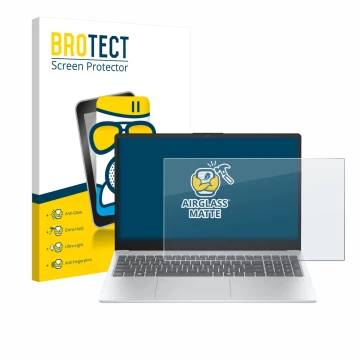 Front side of a product packaging with the brand logo BROTECT. Next to it is the device HP OmniBook 3 14