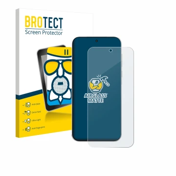 Front side of a product packaging with the brand logo BROTECT. Next to it is the device OnePlus Turbo 6V shown with the corres