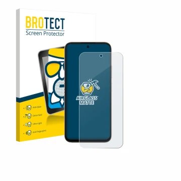 Front side of a product packaging with the brand logo BROTECT. Next to it is the device Oppo A6 shown with the corresponding s