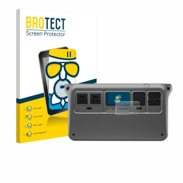 Front side of a product packaging with the brand logo BROTECT. Next to it is the device DJI Power 1000 shown with the correspo