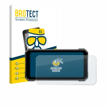 Front side of a product packaging with the brand logo BROTECT. Next to it is the device Vtopek MT26 6.25