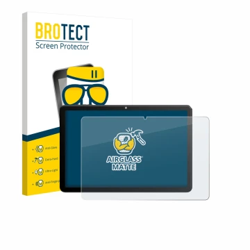 Front side of a product packaging with the brand logo BROTECT. Next to it is the device Rebecco Z50 10.1