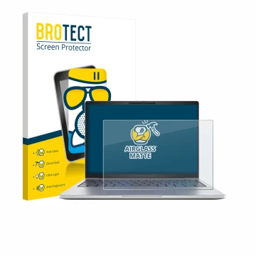 Front side of a product packaging with the brand logo BROTECT. Next to it is the device HP EliteBook 8 G1i 13