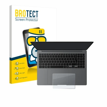 Front side of a product packaging with the brand logo BROTECT. Next to it is the device Samsung Galaxy Book5 Pro 16