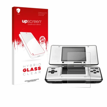 Front side of a product packaging with the brand logo upscreen. Next to it is the device Nintendo DS shown with the correspond