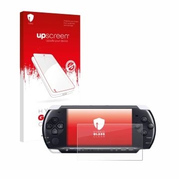 Front side of a product packaging with the brand logo upscreen. Next to it is the device Sony PSP 3000 shown with the correspo