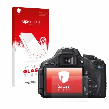 Front side of a product packaging with the brand logo upscreen. Next to it is the device Canon EOS 600D shown with the corresp
