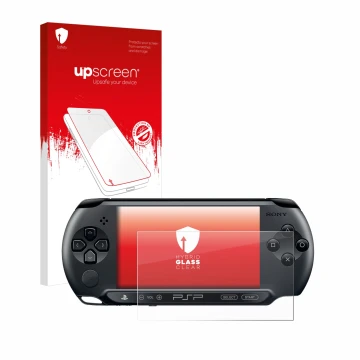 Front side of a product packaging with the brand logo upscreen. Next to it is the device Sony PSP Street E1004 shown with the 