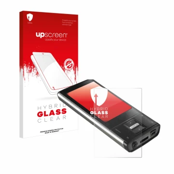 Front side of a product packaging with the brand logo upscreen. Next to it is the device Intenso Video Shooter 2,4